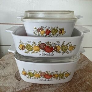 Set Of 3 Corningware Spice Of Life Casseroles P-43B A-1-B A-11/2B